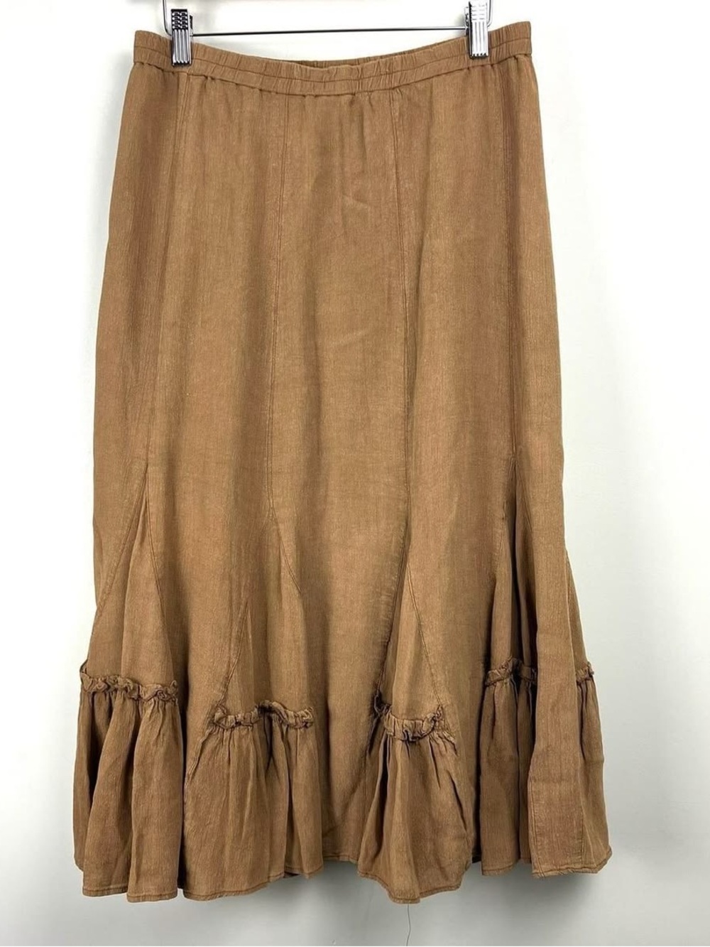Coldwater Creek Tan Tiered Maxi Skirt